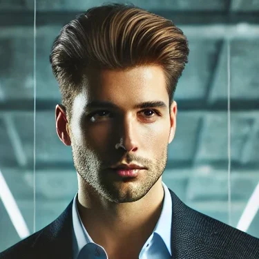 DALL·E 2024-11-25 10.14.11 - A highly professional and confident male cybersecurity expert in a modern tech office setting. He is dressed in a sharp business-casual outfit with a
